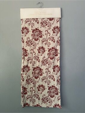Dream Home Table Runner in Cream with Red Floral Pattern